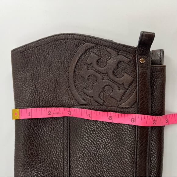 Tory Burch MARLENE Brown Logo Riding Boot Flat Equestrian Sz - Picture 7 of 9
